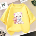 Cat Girls T Shirt Clothes Girls Animal Children T-Shirt Kids Summer Cat Lively Cute Funny Baby T Shirts Tops 2023. 