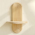 1/2Tier Wooden Arc Wall Shelf Floating Shelves Rustic Wood Storage Rack for Plants & Candles for Home Wall Wall Mounted Decor.