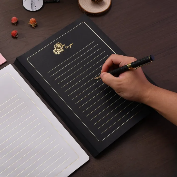 10pcs%20Simple%20Gold%20Rose%20Letterhead%EF%BC%8CHigh-end%20Gold%20Stamping%20Letter%20Paper%20Pink%20White%20Romantic%20Love%20Letter%20Paper%20Birthday%20Letterhead%20-%20Image%206
