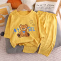 Cute Bear Print Baby Clothing Set Children Long Sleeve+ Pants Two Pieces Suit Kids Cotton Pullover Top Tee Girl Boy Casual.