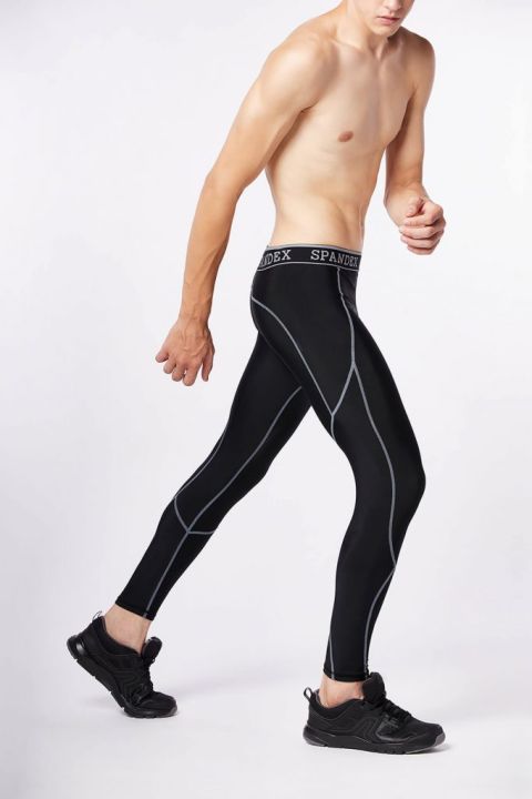 Spandex%20compression%20pants%20Black/Grey%20stitch%20length%20lp002%20-%20Image%203
