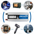 Portable 10000W Inverter 12V/24V/48V DC to 220V AC with Universal Outlet for Solar/RV/Home Backup System with USB Port & CE. 