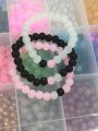 Friendship bracelets, trio bracelet , beautiful pink black and white glass bead bracelet. 