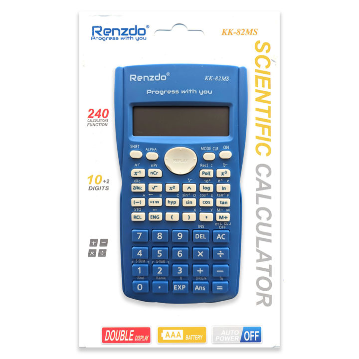 Renzdo Kawaii Pastel KK-82MS-B Colorful Scintific Calculator 2 Line Display Fraction Calculations For Student