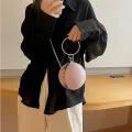 Circular Ring Portable Evening Bags Metal Sliver Round Ball Handbags For Lipstick Elegant Luxury Clutch Purse Wedding Wallets. 