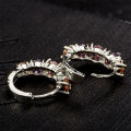 Huitan Fashion Luxury Colorful Pink/Purple CZ Hoop Earrings for Women Newly Designed Bridal Wedding Earrings Party Jewelry.
