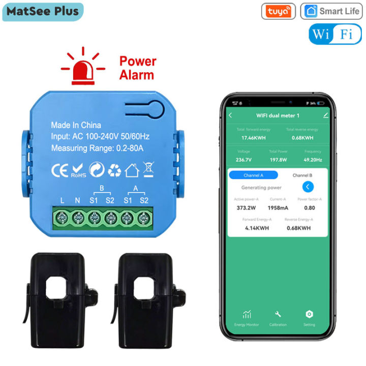 Wifi Energy Meter, Tuya Smart 80A Electricity Monitor with Current