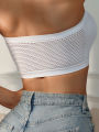 Women's wireless sheer breathable push-up bra - Elegant white strapless design that securely wraps the chest. 