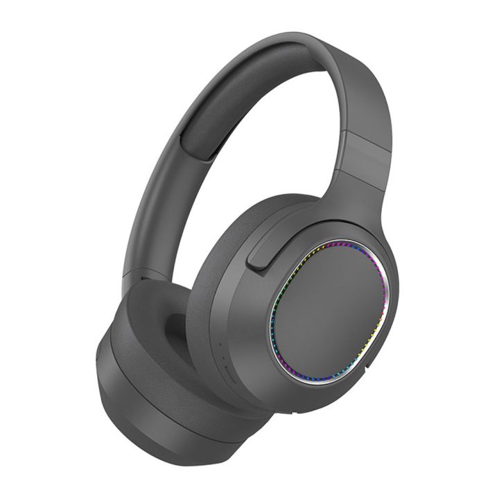 P2963 Wireless Headphones with 3D Cotton Ear Muffs, Built-in Mic, RGB Lights, TF Card and Aux Cable Support