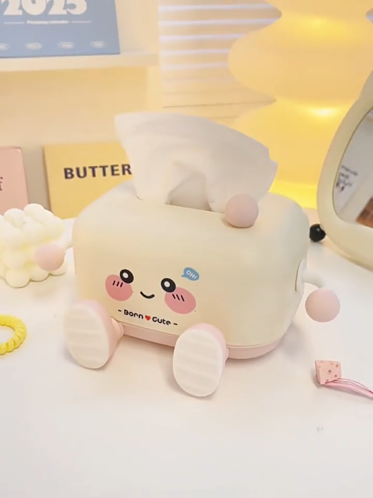Creative Cute Cartoon Tissue Box Holder – Aesthetic Desk & Home Decor Organizer