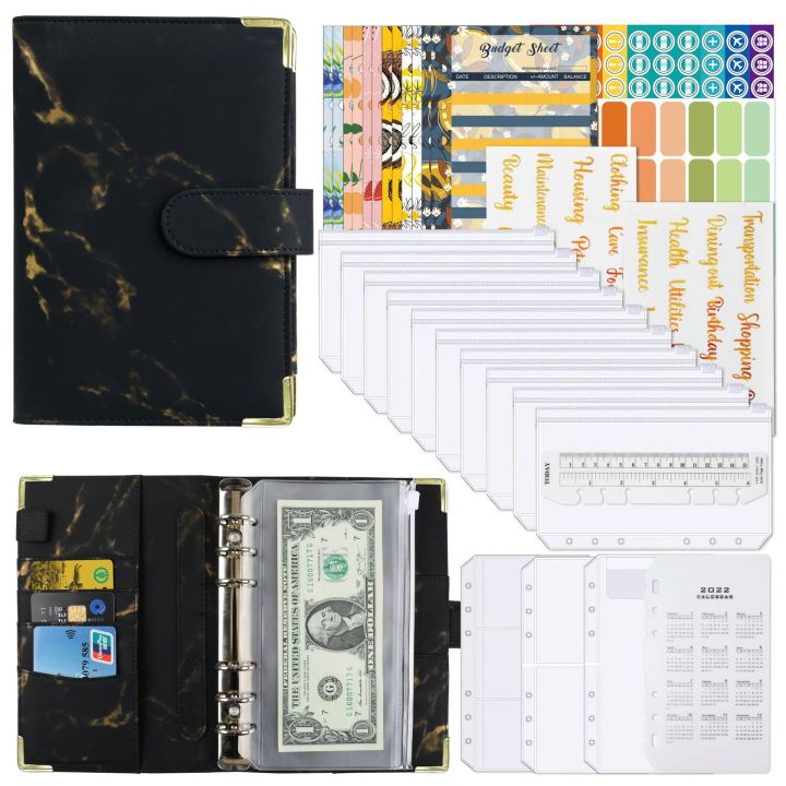 A6 Money Budget Planner Binder With Zipper Envelopes, Cash Envelopes