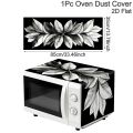 35x85cm Black Leaves Polyester Oven Dust Cover Autumn Leaf Printed Microwave Dust Cover Anti-Oil Dustproof Kitchen Home Decor. 