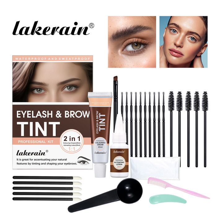Lakerain Eyebrow Tint Dye Professional Eyebrow Dye Waterproof Long-lasting Eyebrow Brow Kit Semi Permanent Home Use Pro Kit