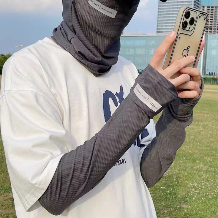 Men's%20Ice%20Silk%20Sunscreen%20Sleeve%20Set%20Summer%20Driving%20Arm%20Sleeves%20Hand%20%20Large%20Size%20Loose%20Cycling%20Arm%20Protection%20Sleeves%20Ice%20Sleeve%20-%20Image%202