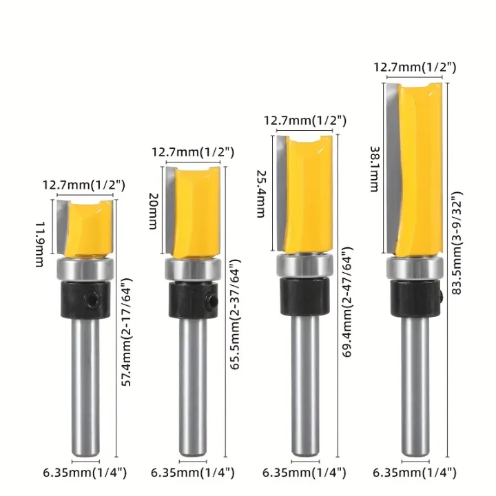 1/3/4PCS%201/4"%20Shank%20Flush%20Trim%20Router%20Bit%20Set%20-%20Double-Edge%20Bearing%20Cutter%20for%20Extended%20Length%20Woodworking%20-%20Image%205