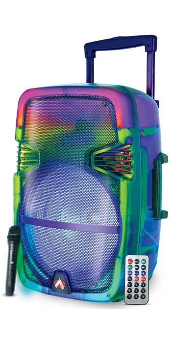 Mehfil MH-750 Portable Speaker with Mic, Wireless Speaker great as a Karaoke Speaker, 40W Bluetooth Speaker, Speaker with 3600mAh, Trolly Speakker with Wireless MIC, best price in Pakistan
