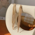 Chain Tassel Long Earrings for Women Light Luxury Premium Dangle Earrings Exaggerated Fashion Design Statement Jewelry.
