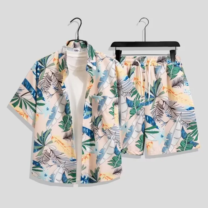 Hawaii%20Short-sleeved%20Flower%20Shirts%20and%20Shorts%20Set%20for%20Men%20and%20Women%20Loose%20Beach%20Vacation%20Wear%20Summer%20Thin%20Couples%20Clothing%20-%20Image%202