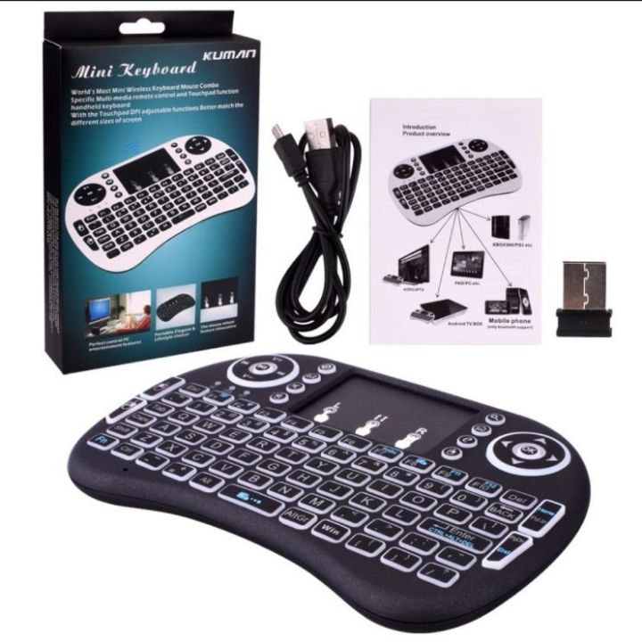 Mini Wireless Keyboard Touchpad Backlit RGB Android TV box Keyboard 2.4 ...