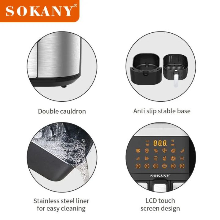 Sokany%208.8L%20Digital%20Air%20Fryer%20(SK-10037)%20%7C%202000W%20Power%20%7C%2012%20Preset%20Menus%20%7C%20Smart%20Touchscreen%20%7C%20Oil-Free%20Cooking%20%7C%20Detachable%20Basket%20-%20Image%205
