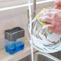 2-in-1 plastic kitchen cleaning brush wash sponge holder Sponge Caddy Soap Pump Dispenser kitchen sink soap liquid dispenser box. 