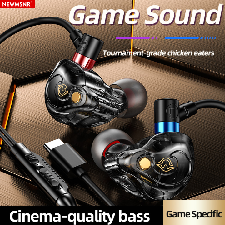 NEW 8D Surround Sound Gaming Earphones Type C&3.5mm Wired In Ear Earbuds Headphones Sports Gamer Headset for With HD Mic