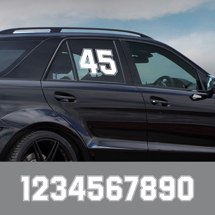 Car Side Door Custom Number Styling Stickers For 0 1 2 3 4 5 6 7 8 9 ...