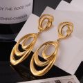Stainless Steel Hanging Earrings For Women Gold Plated Non-Fading Women's Big Large Dangle Earring Girls Silver Color Ear Rings. 