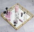 Mirror Vanity Tray, Gold Perfume Tray with Side Rails Ideal for Makeup, Jewelry  tray and vanity serving tray. 