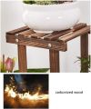 3 Layer Wooden Stepping Flower Display Stand, Garden Flower Staging Plant Stand Storage Rack 31.9x10.2x29.5in.