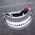 1pc Evil Teeth and Tongue Motorcycle Helmet Fuel Tank Stickers Racing Body Window Funny Decoration Universal Vinyl Decals. 
