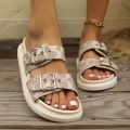 Fashion Thick-soled Metal Buckle Designer Slippers Women's Home Soft-soled EVA Sandals Women's Summer Non-slip Beach Flip-flops.