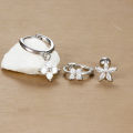 3PCS Stainless Steel Zircon Flower Pendant Hoop Earrings Set for Women Simple Huggies Cartilage Earring Piercing Jewelry aretes.