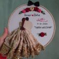 Customized Bat Paki / Marriage Fixed / Date Fixed Hand Embroidery Hoop - 8 Inch Wooden Frame | Personalized Gift. 