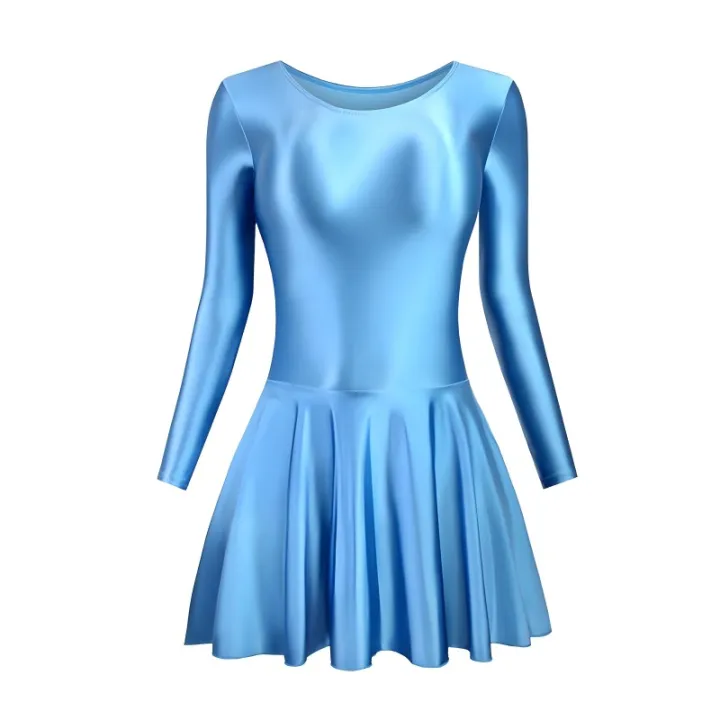 Women's%20Glossy%20Long%20Sleeve%20Ruffled%20Leotard%20Dress%20Solid%20Color%20round%20Neck%20for%20Ballet%20Swimming%20Dance%20Training%20Sports%20-%20Image%207