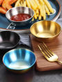 2/4/12pcs Stainless Steel Golden Sauce Dishes Appetizer Seasoning Serving Dishes Sets Tray Spice Plates Kitchen Tableware. 