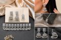 Silver Plated Pearl Jhumka Jewelry Set for Women – Bridal Traditional Choker Set with Earrings & Tikka | Wedding Party Wear. 
