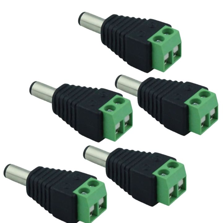 5 Pcs 12V 5.5mm DC Power Male Plug Jack Adapter Connector Plug for CCTV Camera and multipurpose Male jack 5.5x2.1mm