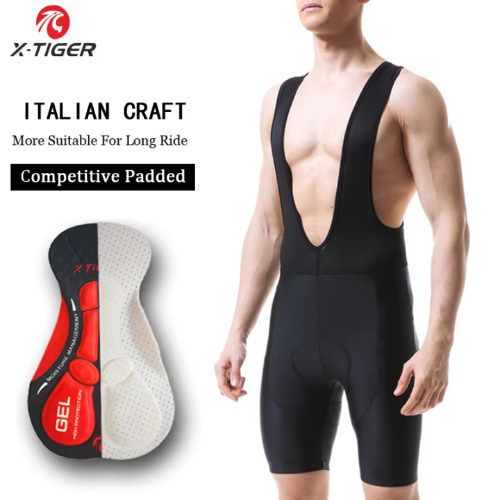 X-Tiger Whole Black 5D Silicone Coolmax Pad Cycling Shorts Road Bike Bib Short Anti-skid 100% Lycra Cycling Bicycle Shorts