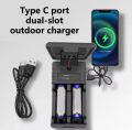 Type -C Double-slot  Charger Solar Lithium Charging Adapter  Base For 18650  14500 16650 16340 Batteries. 