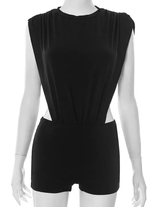 Nibber%20Stretch%20Coquette%20Women%202%20Piece%20Set%20hipster%20%20Ruched%20Shoulder%20Side%20Split%20Bodysuit+Shorts%20Matching%20Midnight%20Clubwear%20-%20Image%206