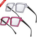 2 Pairs Men and Women's Fashion Sunglasses Square Frame Candy Color Glasses for Parties Shopping and Selfie. 