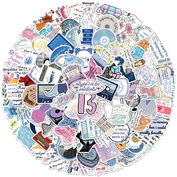100Pcs%20Aesthetic%20Cartoon%20Famous%20Singer%20Taylor%20Album%20Swift%20Lyric%20Stickers%20For%20Luggage%20Laptop%20Guitar%20Waterproof%20Vinyl%20Decals%20-%20Image%205