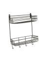 Multipurpose wall mounted Storage Rack / shower storage rack/ 1 layer corner rack / metal black shelf / bathroom kitchen punch corner frame /shower shelf metal rack. 