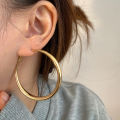 New Big Circle Hoop Earrings for Women Trendy Exaggerated Silver Gold Color Metal Geometric Smooth Round Earring Jewelry. 