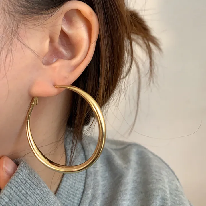 New%20Big%20Circle%20Hoop%20Earrings%20for%20Women%20Trendy%20Exaggerated%20Silver%20Gold%20Color%20Metal%20Geometric%20Smooth%20Round%20Earring%20Jewelry%20-%20Image%206