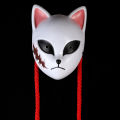 Japanese Anime Demon Fox Mask Cosplay Sabito Makomo Tanjiro Thicken Plastic Animal Masks Halloween Party Costume Props Deluxe. 