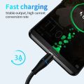 Magnetic type C 3A fast charging and data cable. 