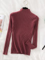 Croysier Pullover Ribbed Knitted Sweater Autumn Winter Clothes Women 2026 High Neck Long Sleeve Slim Basic Woman Sweaters Tops.