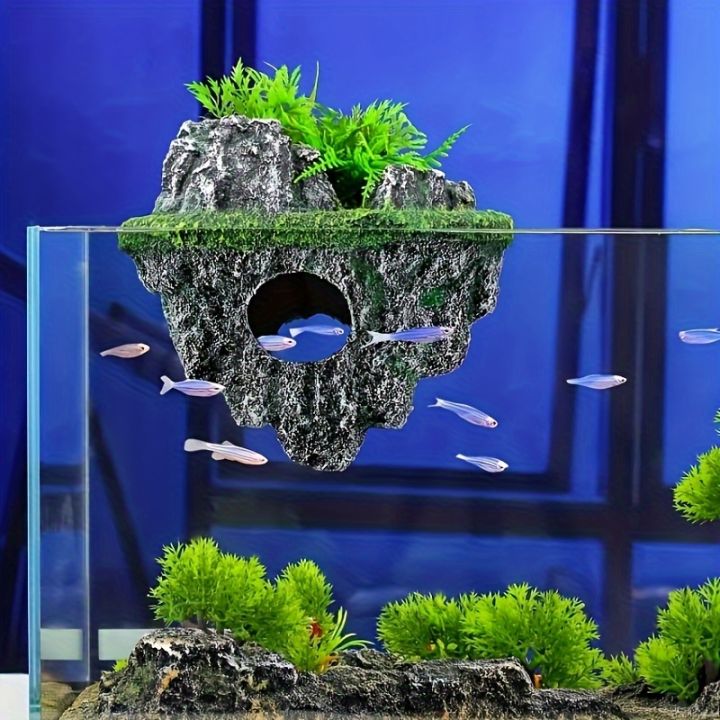 Multi-Use%20Aquarium%20Floating%20Island%20D%C3%A9cor%20Rock%20with%20Shelter%20for%20Fish,%20Ecological%20Scenery%20Rockery%20for%20Fish%20Tank%20Landscaping%20-%20Image%203